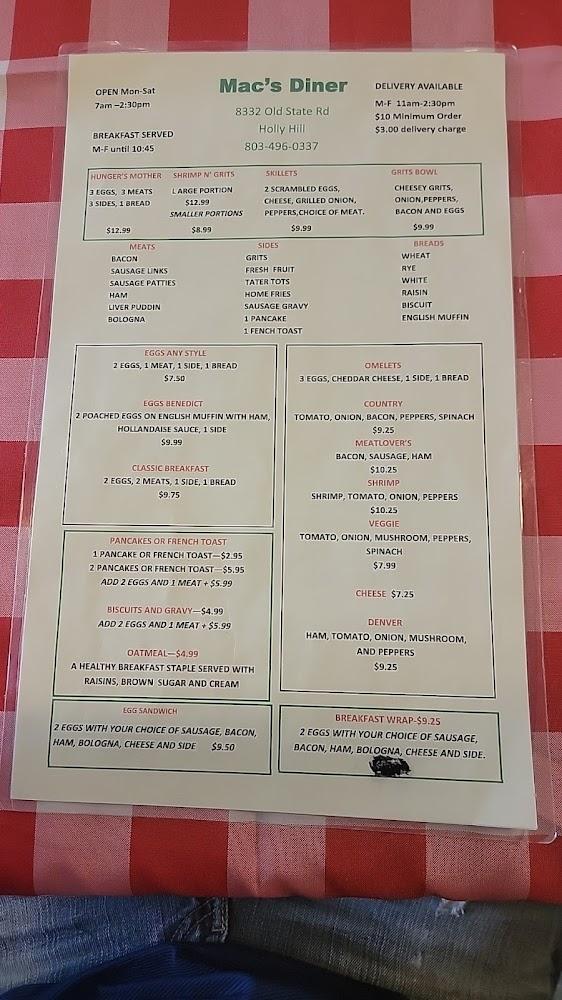 Mac's Diner Menu image 4